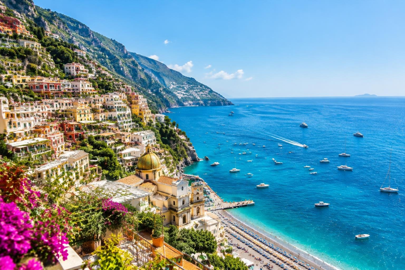 Sunlit Mediterranean coast